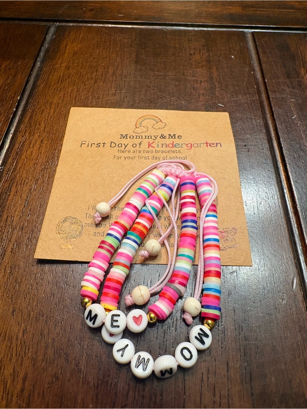Mommy and me bracelets with striped beads